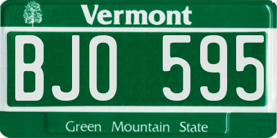 VT license plate BJO595