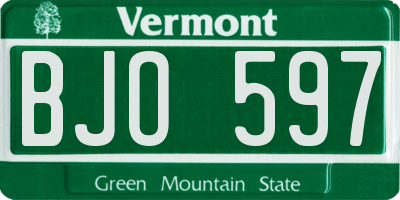 VT license plate BJO597