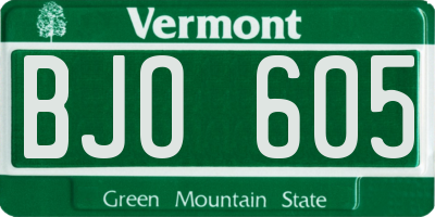 VT license plate BJO605