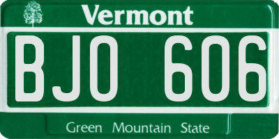 VT license plate BJO606