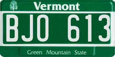 VT license plate BJO613