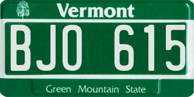 VT license plate BJO615