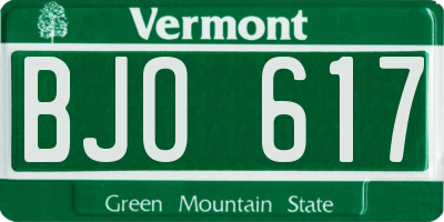 VT license plate BJO617