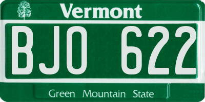 VT license plate BJO622