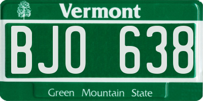 VT license plate BJO638