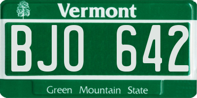 VT license plate BJO642