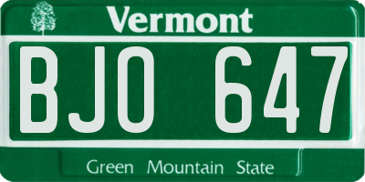 VT license plate BJO647
