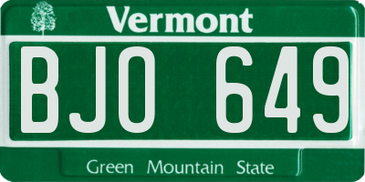 VT license plate BJO649