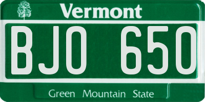 VT license plate BJO650