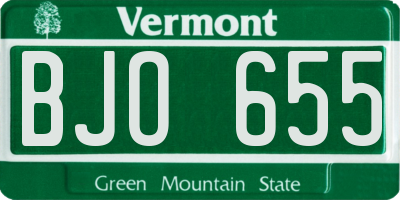 VT license plate BJO655