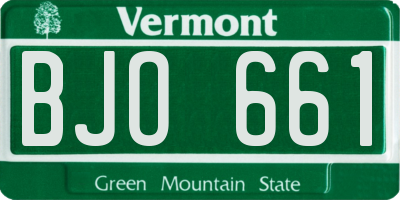 VT license plate BJO661