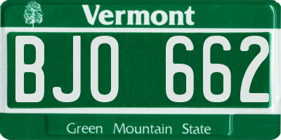 VT license plate BJO662
