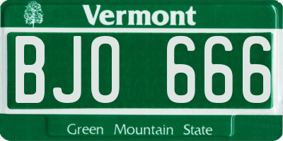 VT license plate BJO666