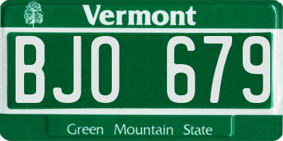VT license plate BJO679