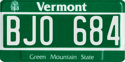 VT license plate BJO684