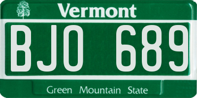 VT license plate BJO689