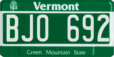VT license plate BJO692
