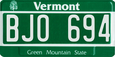 VT license plate BJO694