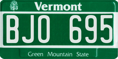 VT license plate BJO695