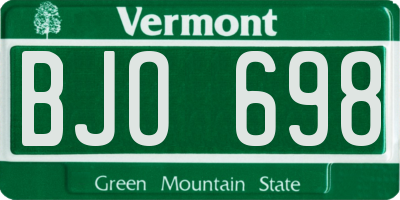 VT license plate BJO698