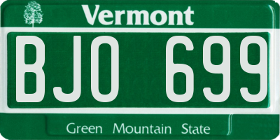 VT license plate BJO699