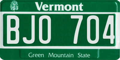 VT license plate BJO704