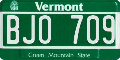 VT license plate BJO709
