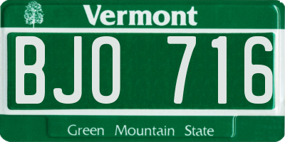 VT license plate BJO716