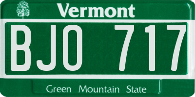 VT license plate BJO717