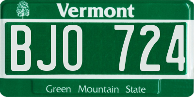 VT license plate BJO724