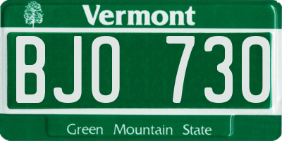 VT license plate BJO730