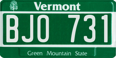 VT license plate BJO731