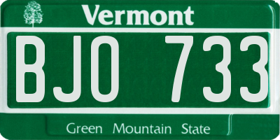 VT license plate BJO733