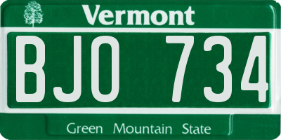 VT license plate BJO734