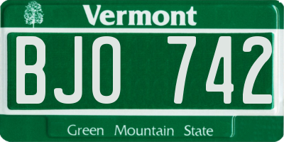 VT license plate BJO742