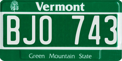 VT license plate BJO743