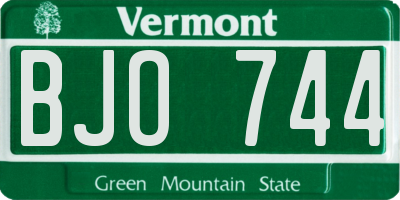VT license plate BJO744