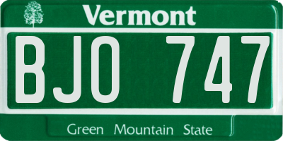 VT license plate BJO747