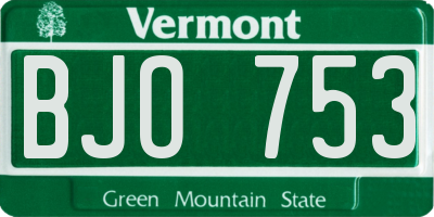 VT license plate BJO753