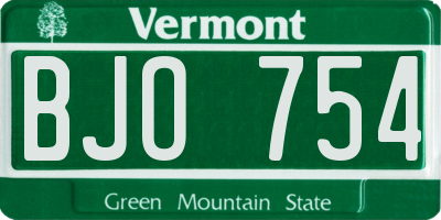 VT license plate BJO754