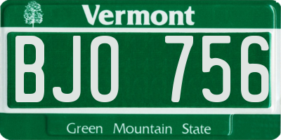 VT license plate BJO756