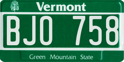 VT license plate BJO758