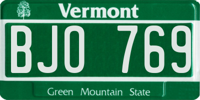 VT license plate BJO769