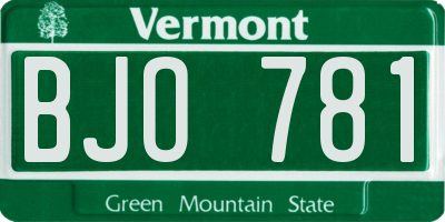 VT license plate BJO781