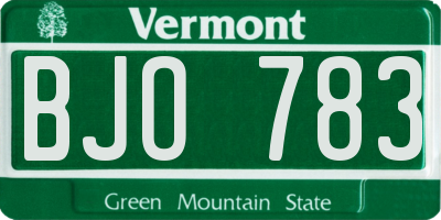 VT license plate BJO783