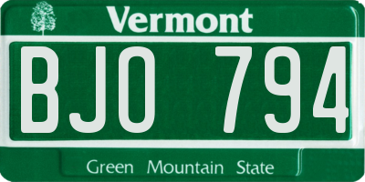 VT license plate BJO794