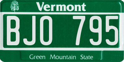 VT license plate BJO795