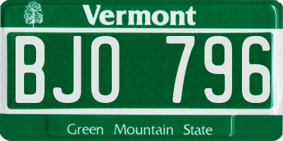 VT license plate BJO796
