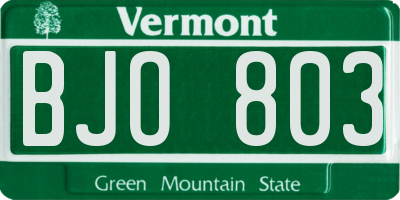 VT license plate BJO803