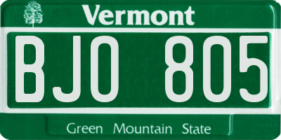 VT license plate BJO805
